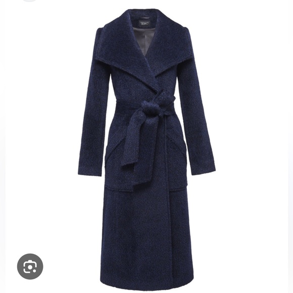 Massimo Dutti Jackets & Blazers - SOLD Massimo Dutti Hand Made Navy Blue Wool Wrap Coat
